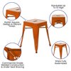 Flash Furniture 4 Pack 18 Inch Orange Metal Stool ET-BT3503-18-ORG-GG